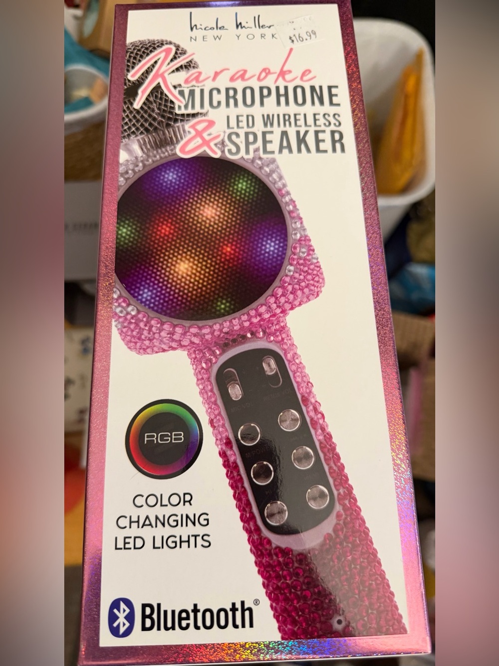 Nicole miller pink and grey karaoke mic